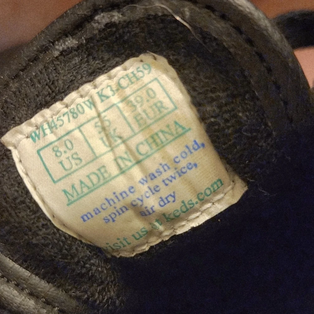 Keds Original Black Faux? Leather Tennis Shoes Women's Size 8 Black Laces EUC - Picture 9 of 9